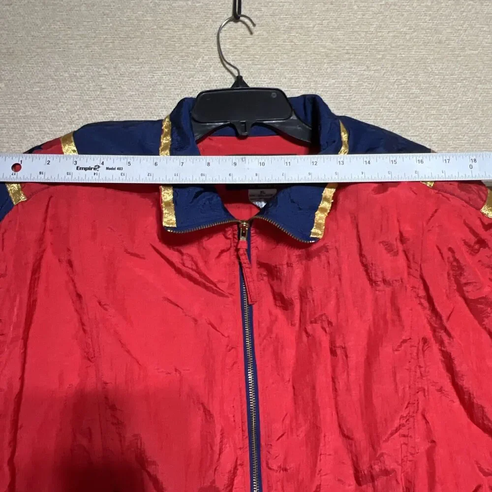 VINTAGE R.E. Sport Windbreaker Jacket Adult XL Red Shoulder Pads Nylon 80s 90s